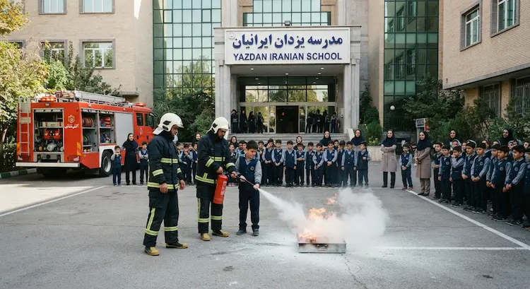 مانور آتشنشانی در مدارس ایران