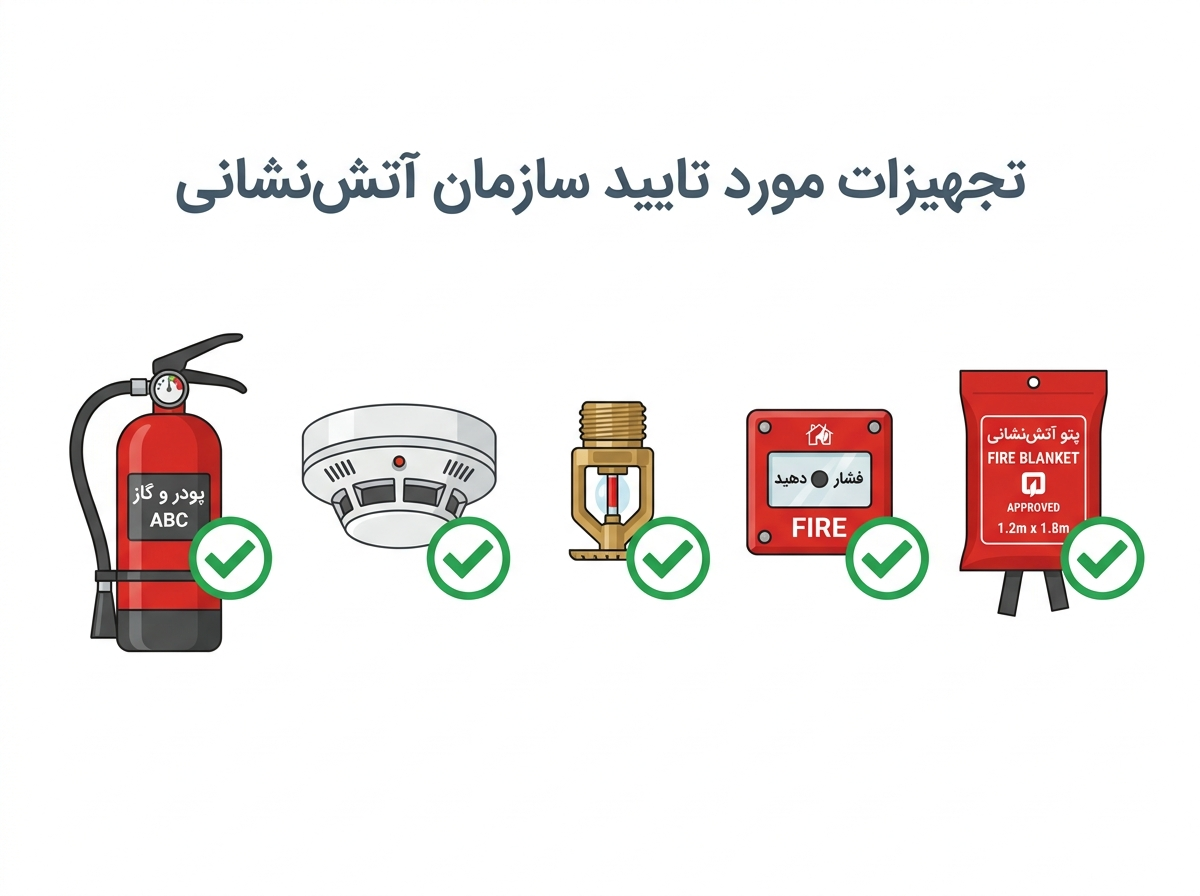 راهنمای جامع و آخرین وندور لیست تجهیزات مورد تایید سازمان آتش‌نشانی تهران